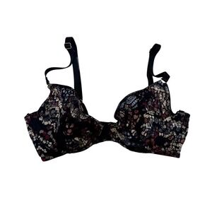 Savage X Fenty Metallic Lace Unlined Underwire Bra 32DDD Black Multicolor Mosaic